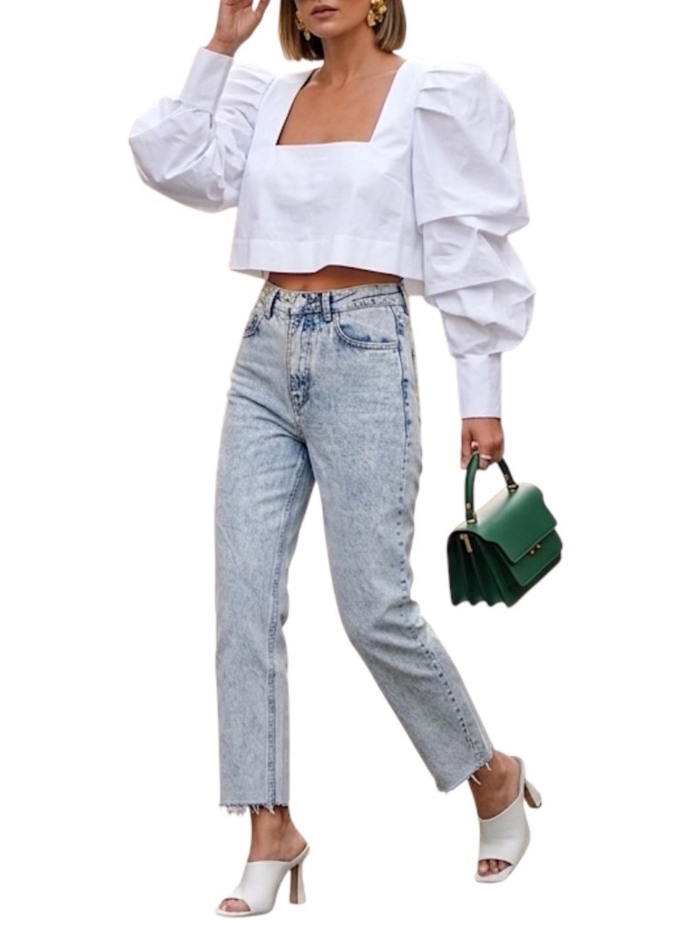 Dynamite Gisle acid wash organic cotton blend high rise straight leg jeans 27